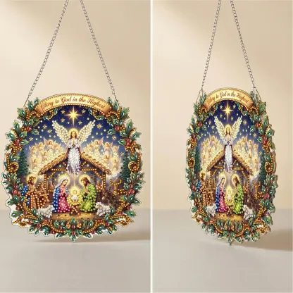 DIY Nativity Scene Diamond Painting Pendant(Single-Sided)