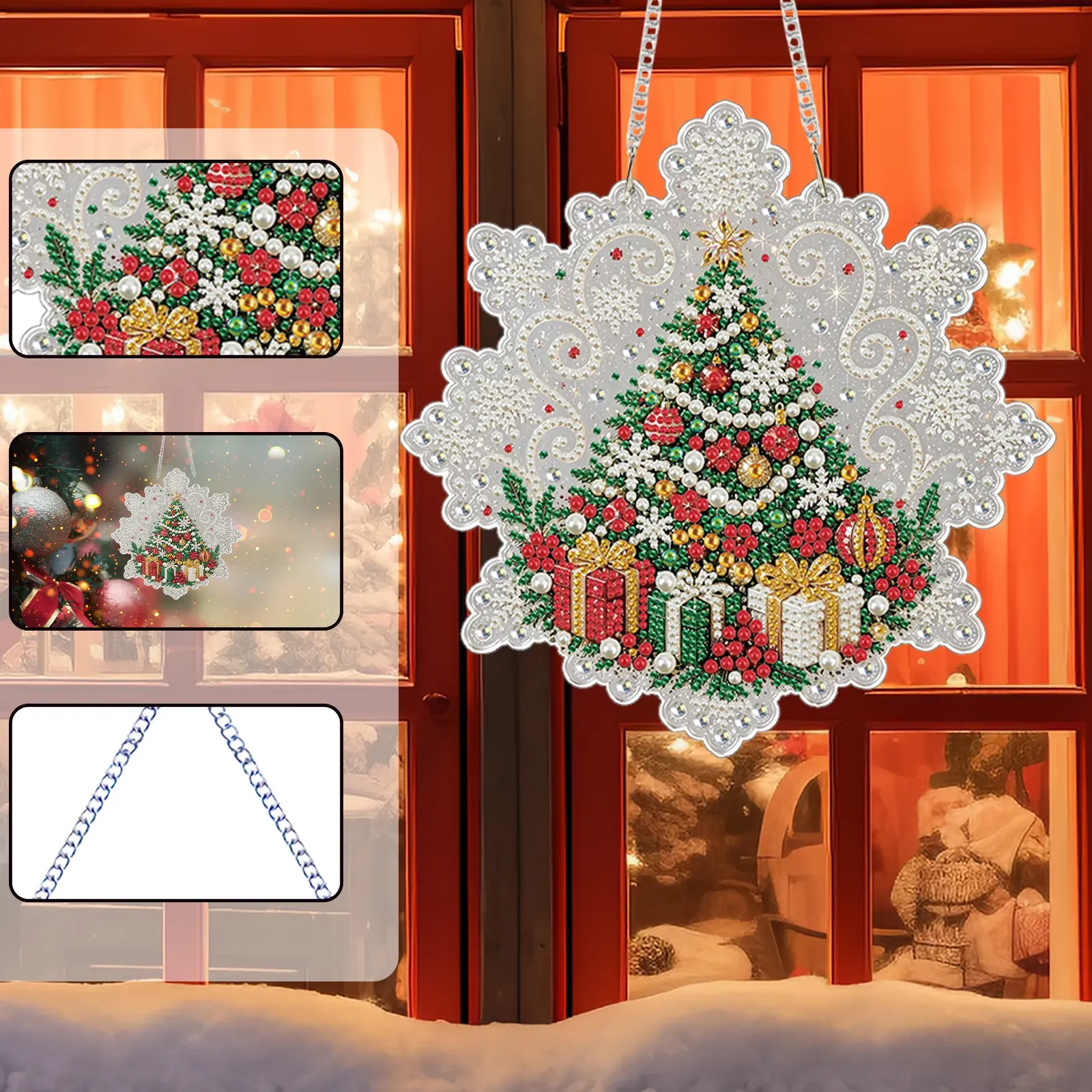 Christmas Gifts DIY Diamond Painting Pendant Christmas Snowflake Acrylic 25x25cm