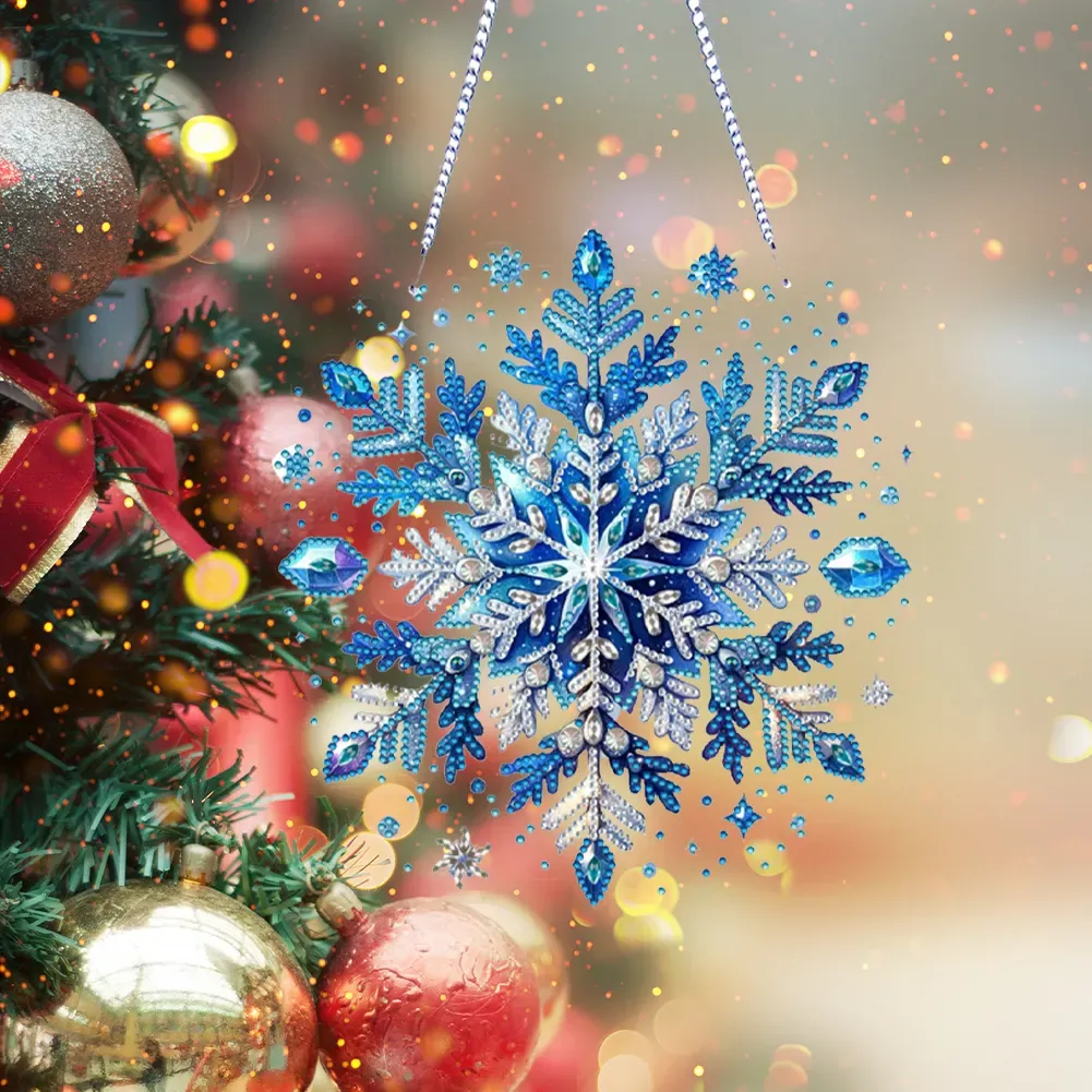 DIY Winter Snowflakes Diamond Painting Pendant (Double-Sided)
