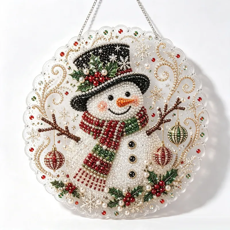 DIY Christmas Snowman Pearl Art Diamond Painting Pendant(Single-Sided)