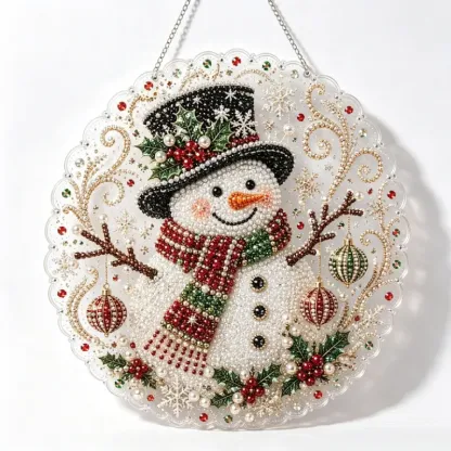 DIY Christmas Snowman Pearl Art Diamond Painting Pendant(Single-Sided)