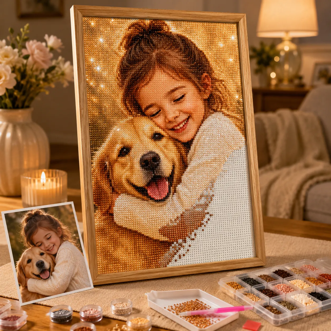 Custom Pet Diamond Painting Kit – Personalized 5D Art from Your Photo