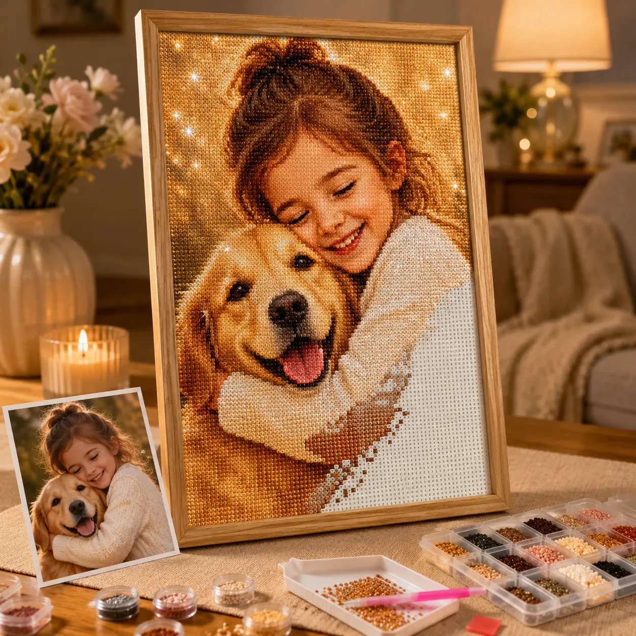 Custom Pet Diamond Painting Kit – Personalized 5D Art from Your Photo