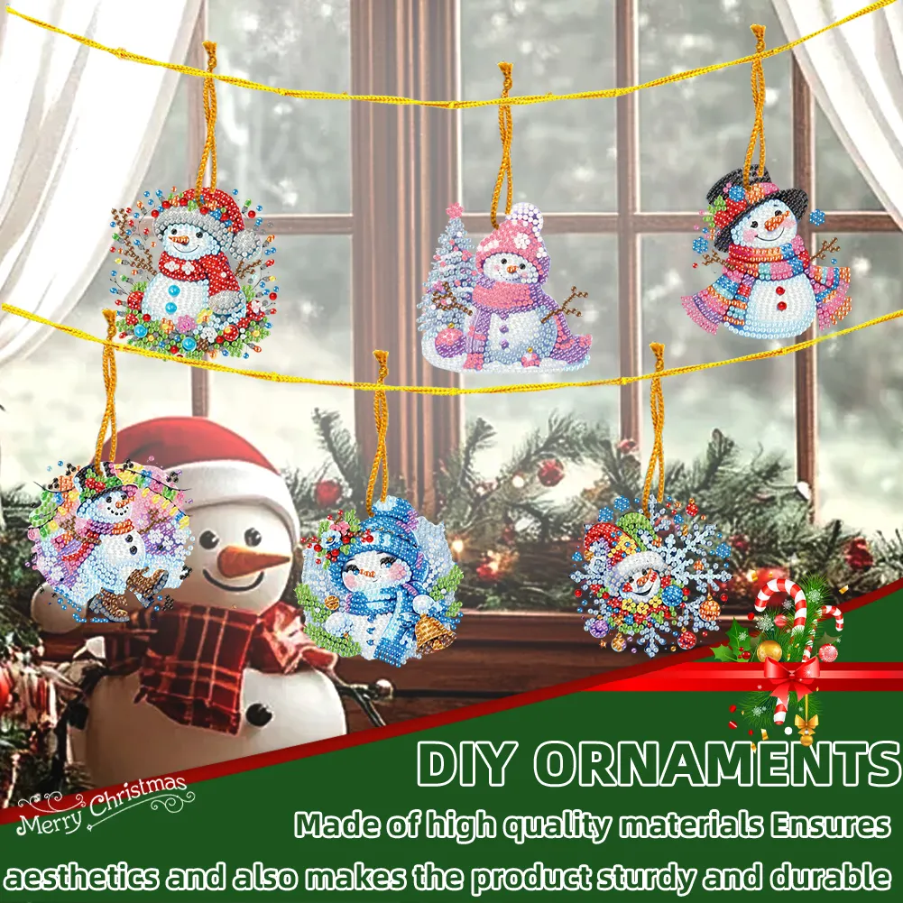 15Pcs DIY Snowman Diamond Painting Pendant (Double-Sided)