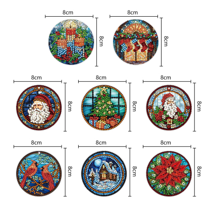 8Pcs DIY Christmas Atmosphere Diamond Painting Pendant（Single Sided)