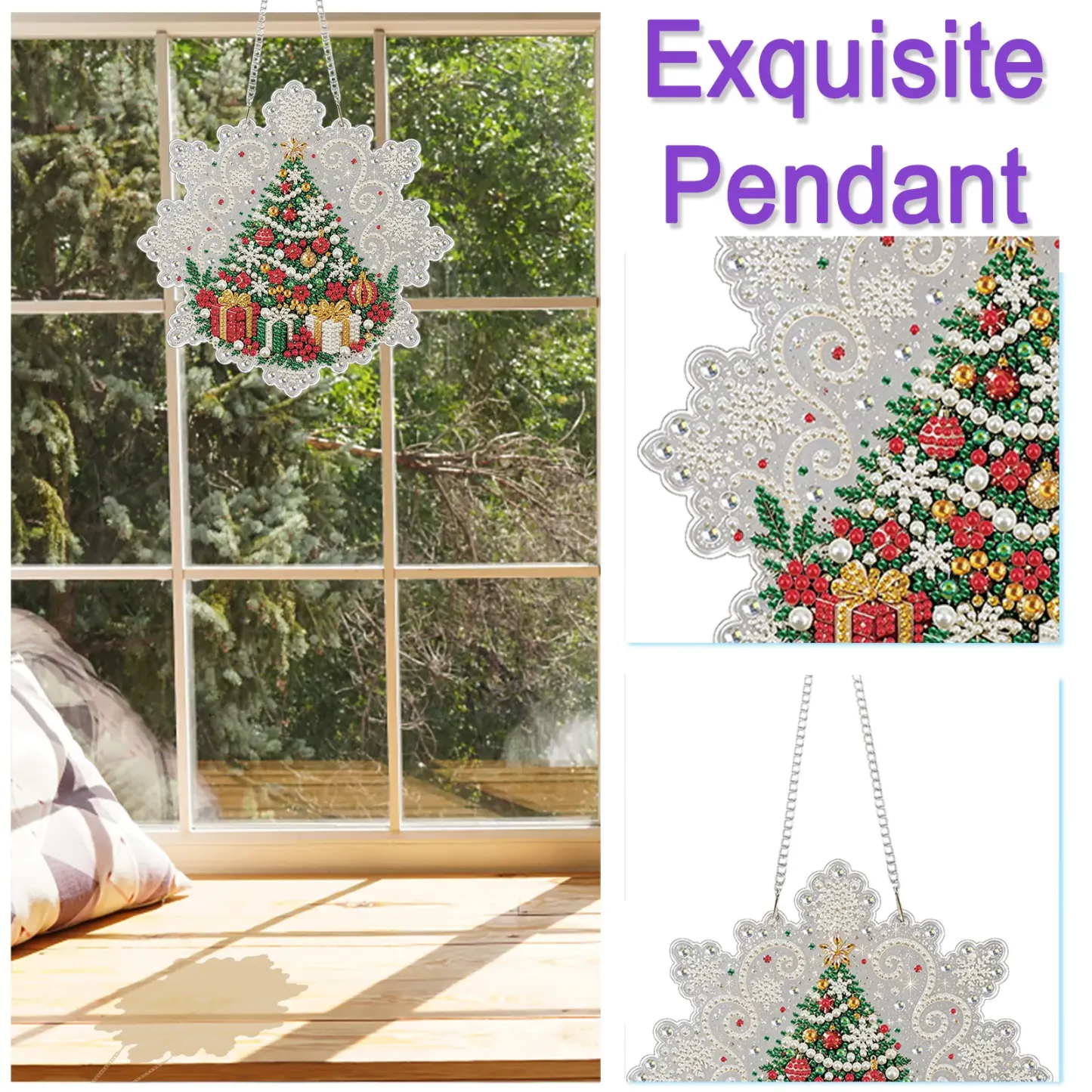 Christmas Gifts DIY Diamond Painting Pendant Christmas Snowflake Acrylic 25x25cm