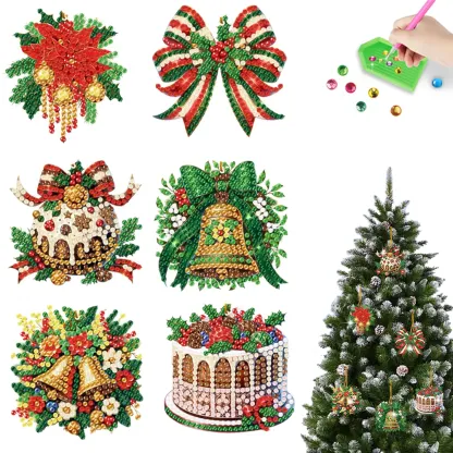 6Pcs DIY Christmas Diamond Painting Pendant (Single-Sided)