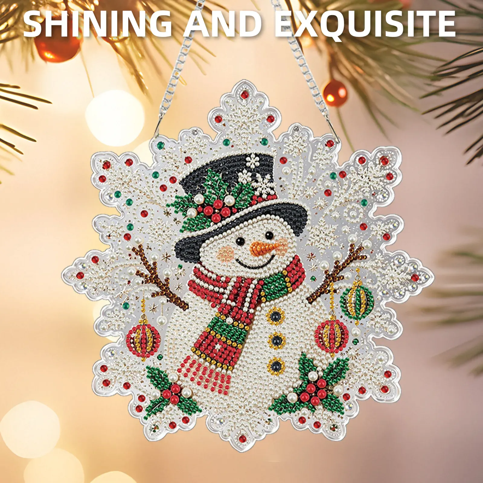 Top Hat Snowman DIY Diamond Painting Pendant Christmas Snowflake Acrylic 25x25cm