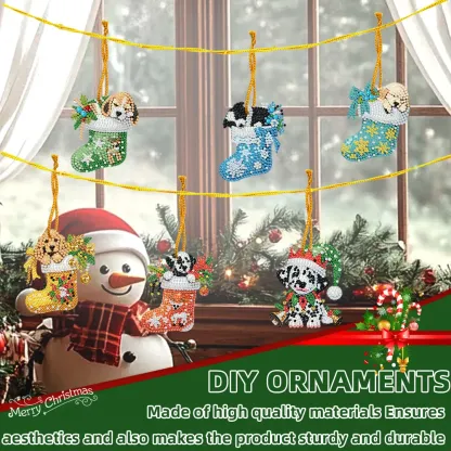 15Pcs DIY Christmas Atmosphere Dog Diamond Painting Pendant (Double-Sided)