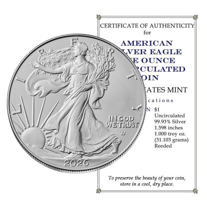 2026 AMERICAN EAGLE ONE OUNCE 99.9% SILVER PROOF COIN