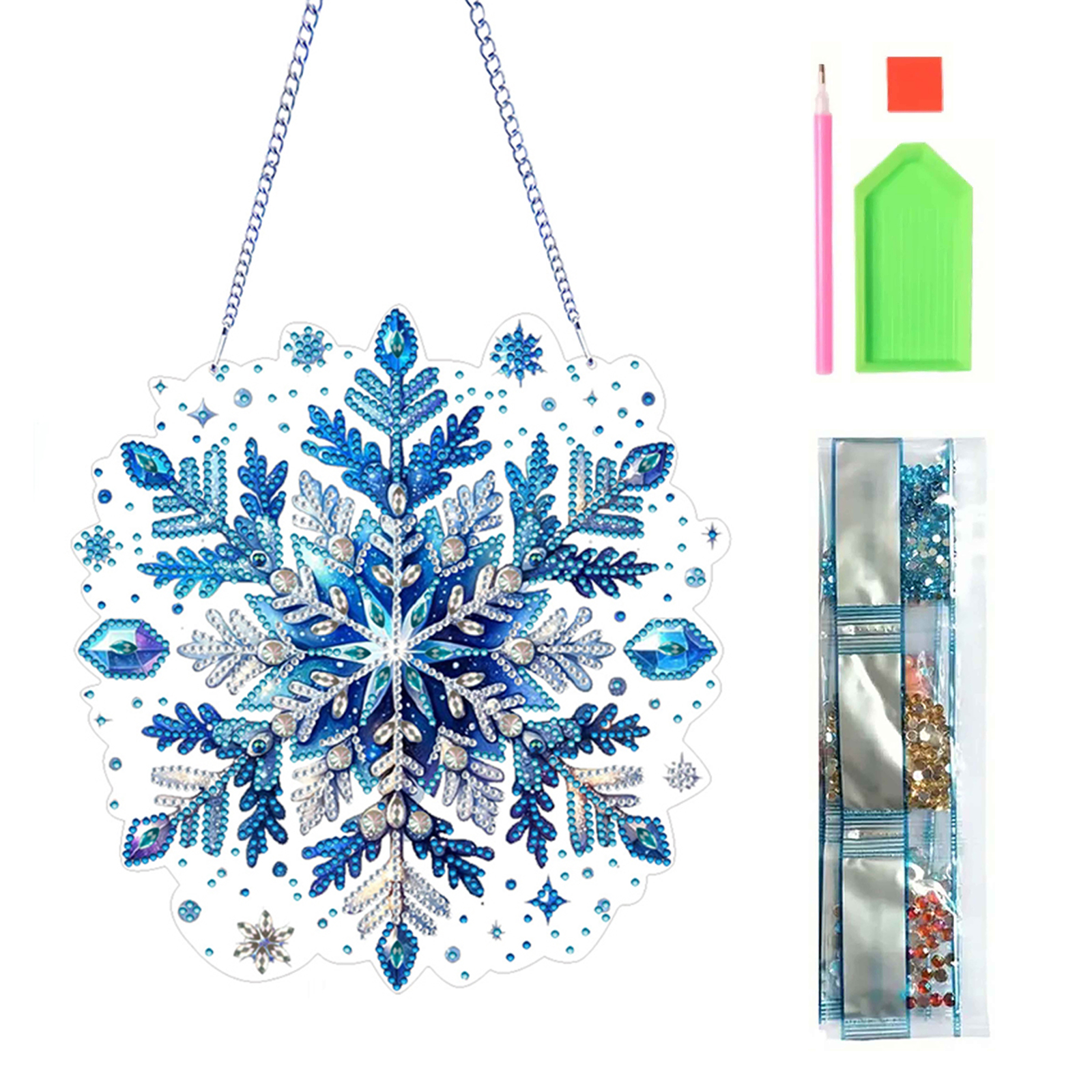DIY Winter Snowflakes Diamond Painting Pendant (Double-Sided)