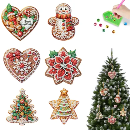 6Pcs DIY Merry Christmas Diamond Painting Pendant (Single-Sided)