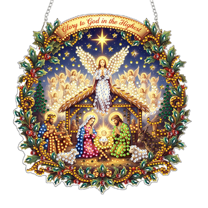 DIY Nativity Scene Diamond Painting Pendant(Single-Sided)