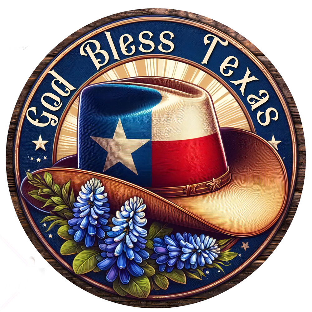 DIY God Bless Texas-Diamond Painting Sun Catcher（Single-Sided)