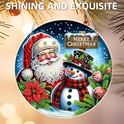 Christmas Acrylic DIY Diamond Painting Hanging Pendant for Adults
