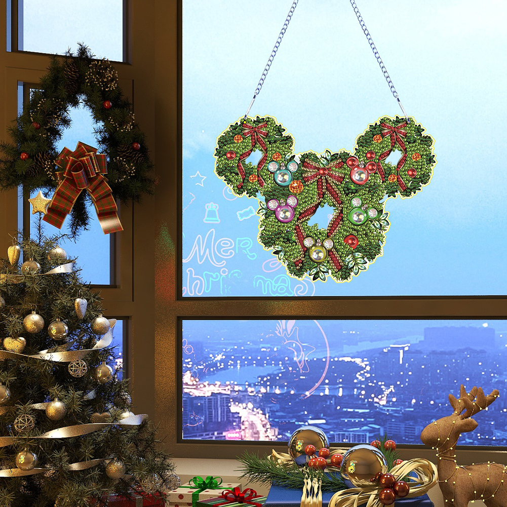 DIY Mickey Mouse Wreath-Diamond Painting Pendant