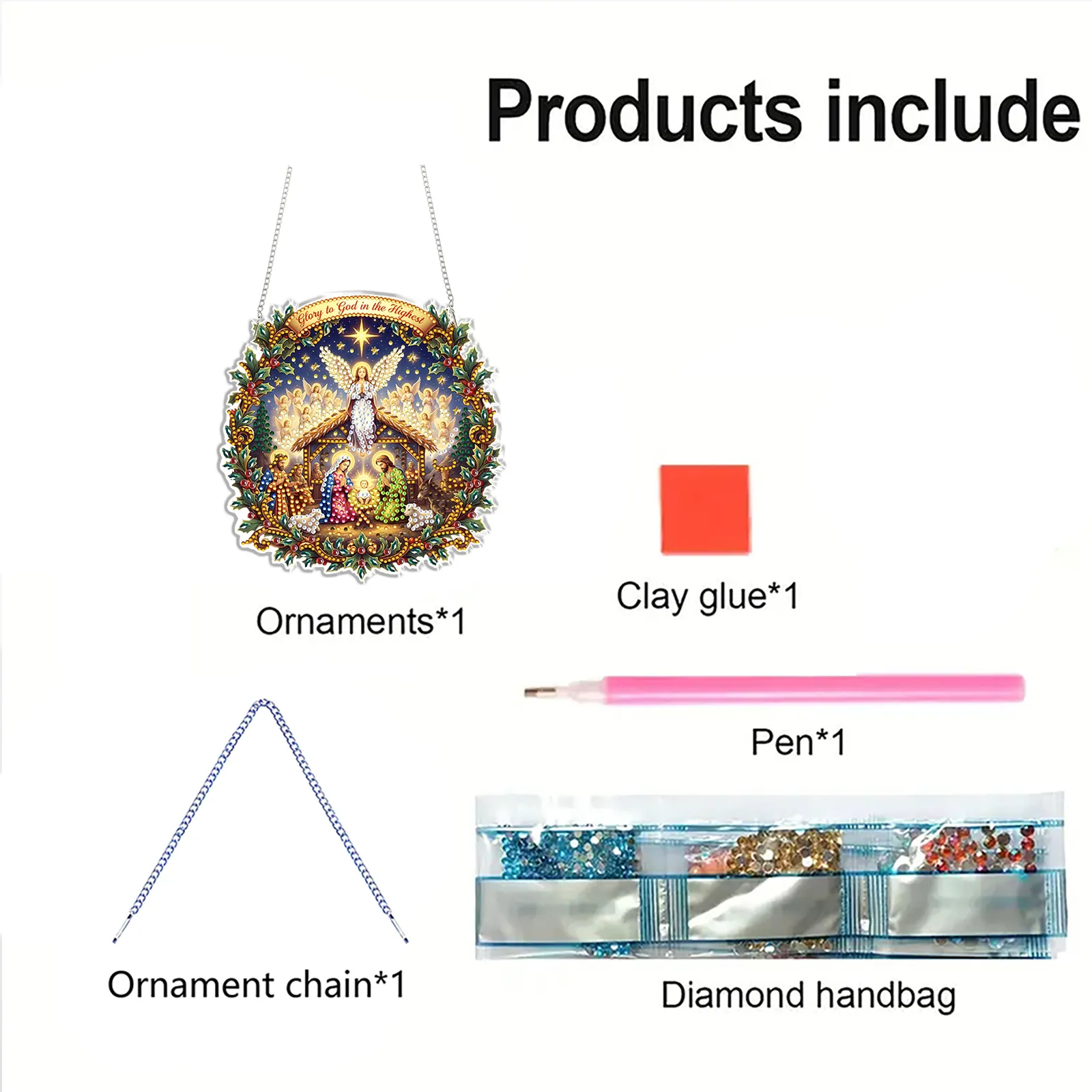 DIY Nativity Scene Diamond Painting Pendant(Single-Sided)