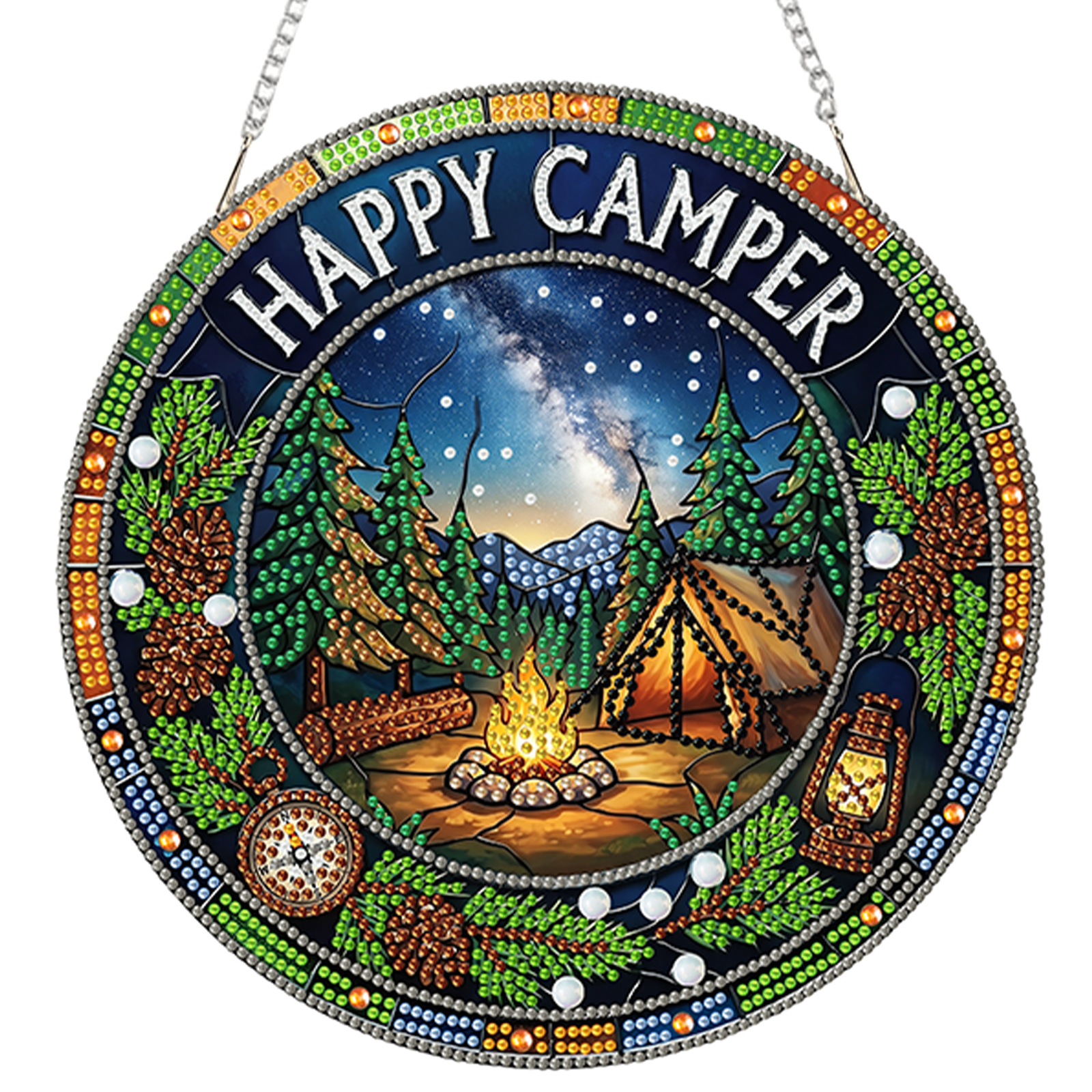 DIY Happy Camper Diamond Painting Pendant(Single-Sided)