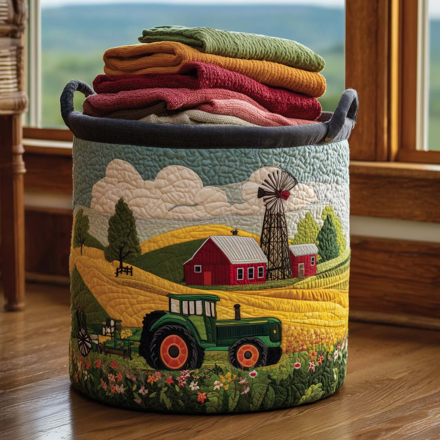 Tractor Dream Quilted Laundry Basket GFTONL5875