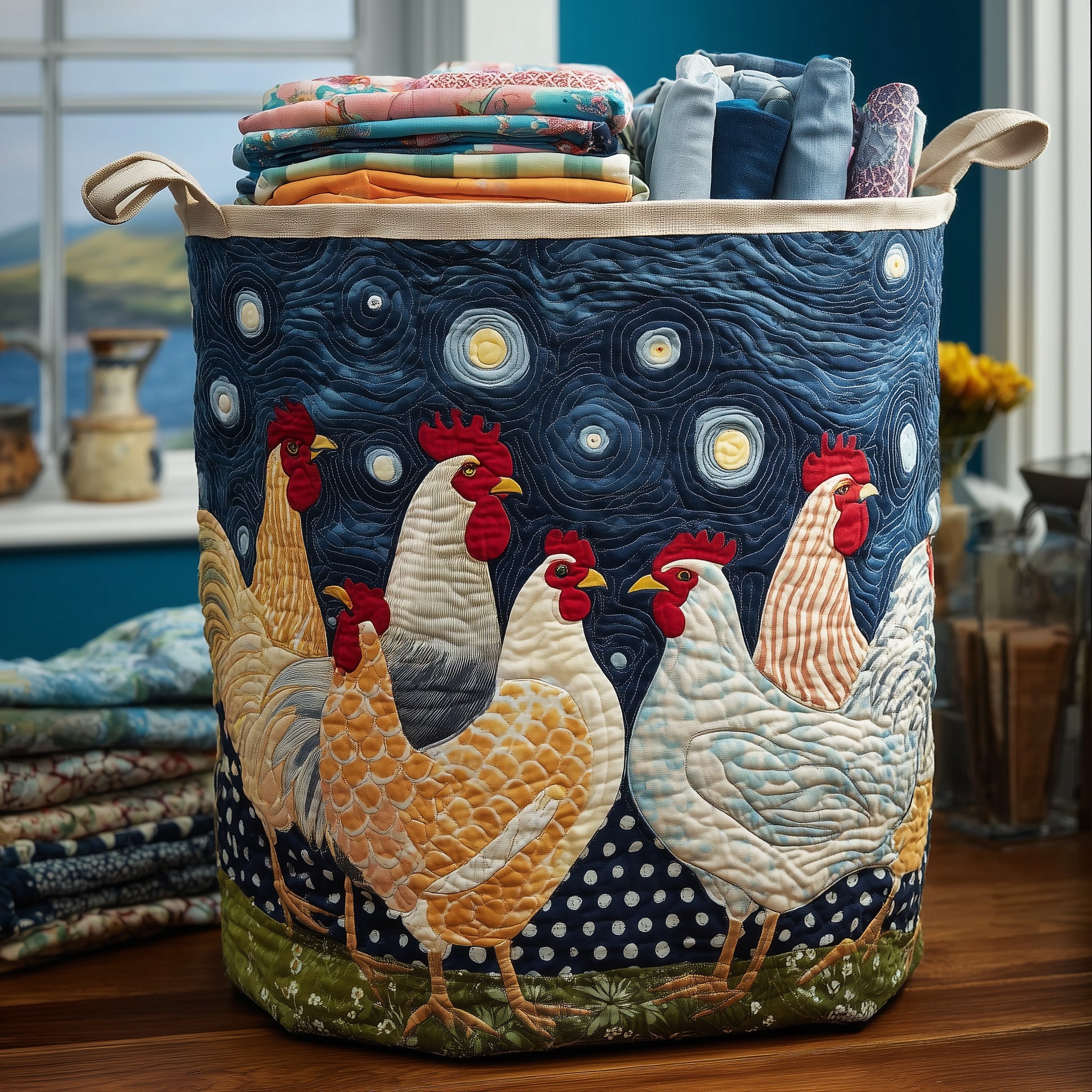 Chicken Dream Quilted Laundry Basket GFTONL5900