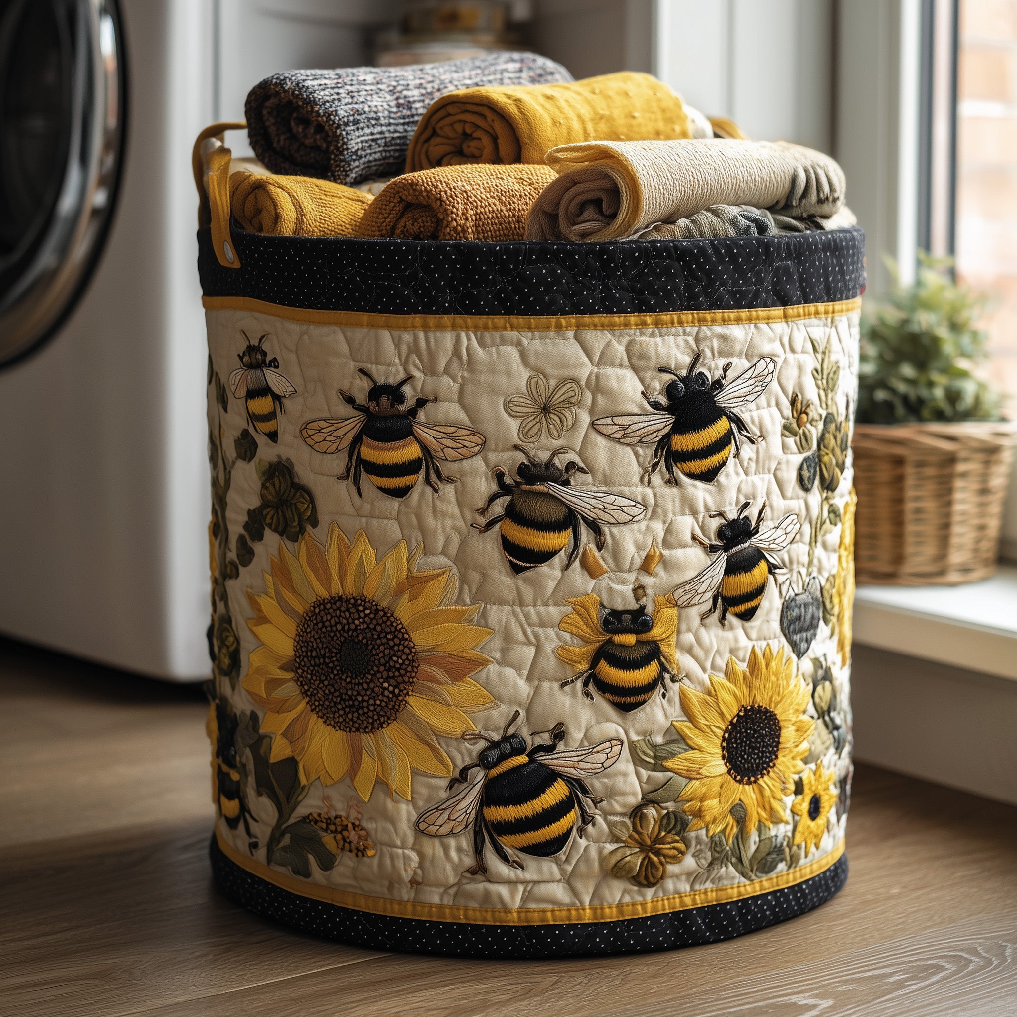 Bee Heaven Quilted Laundry Basket GFTONL6233