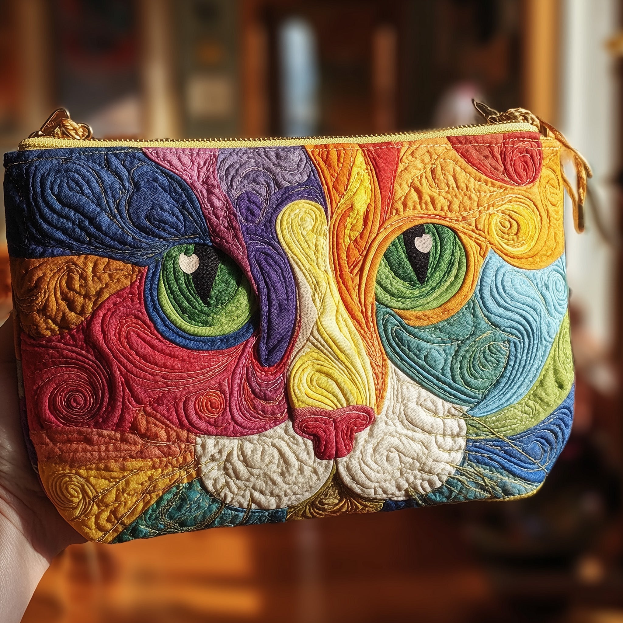Swirly Cat Quilted Purse GFTONT2158