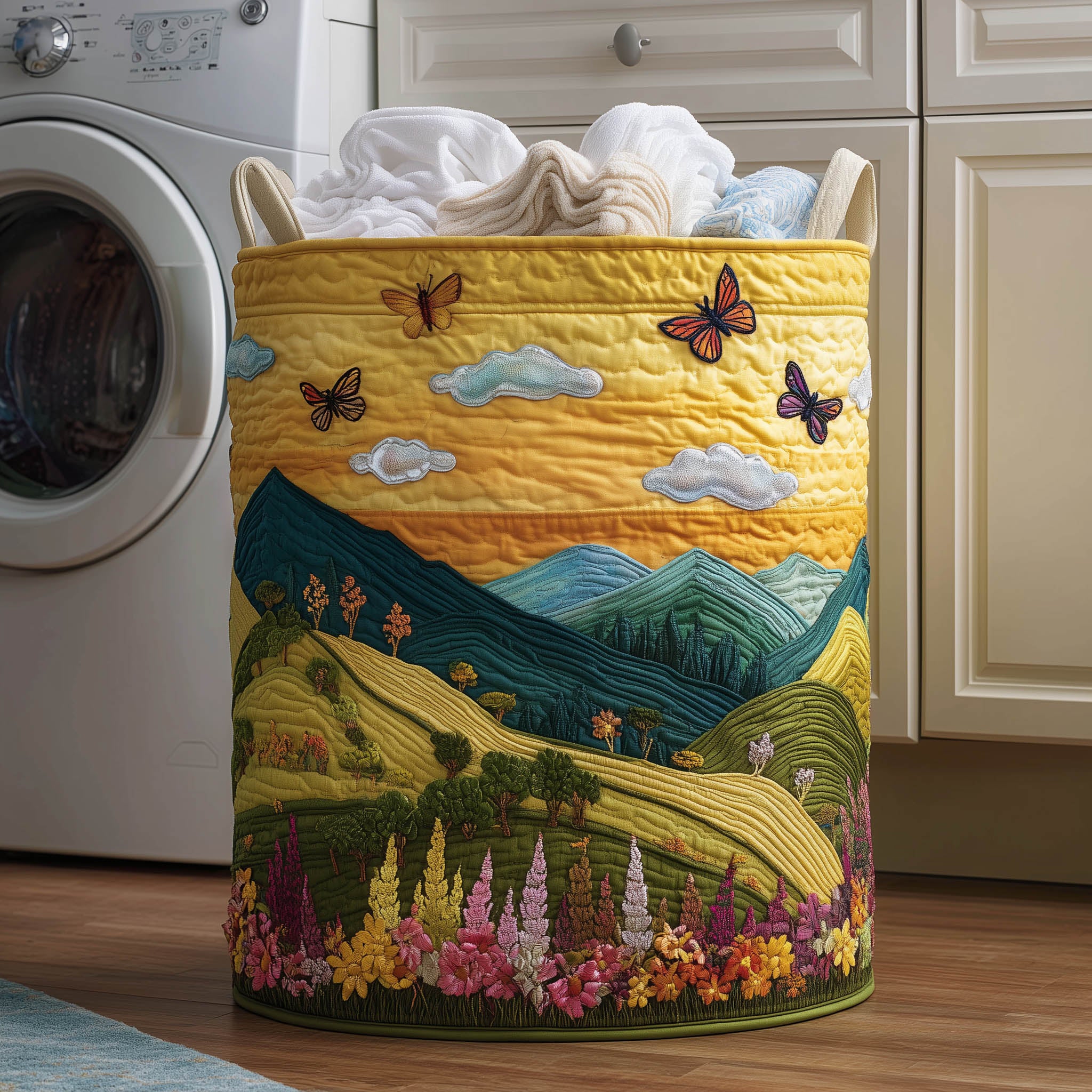 Flower Meadow Quilted Laundry Basket GFTONT5833