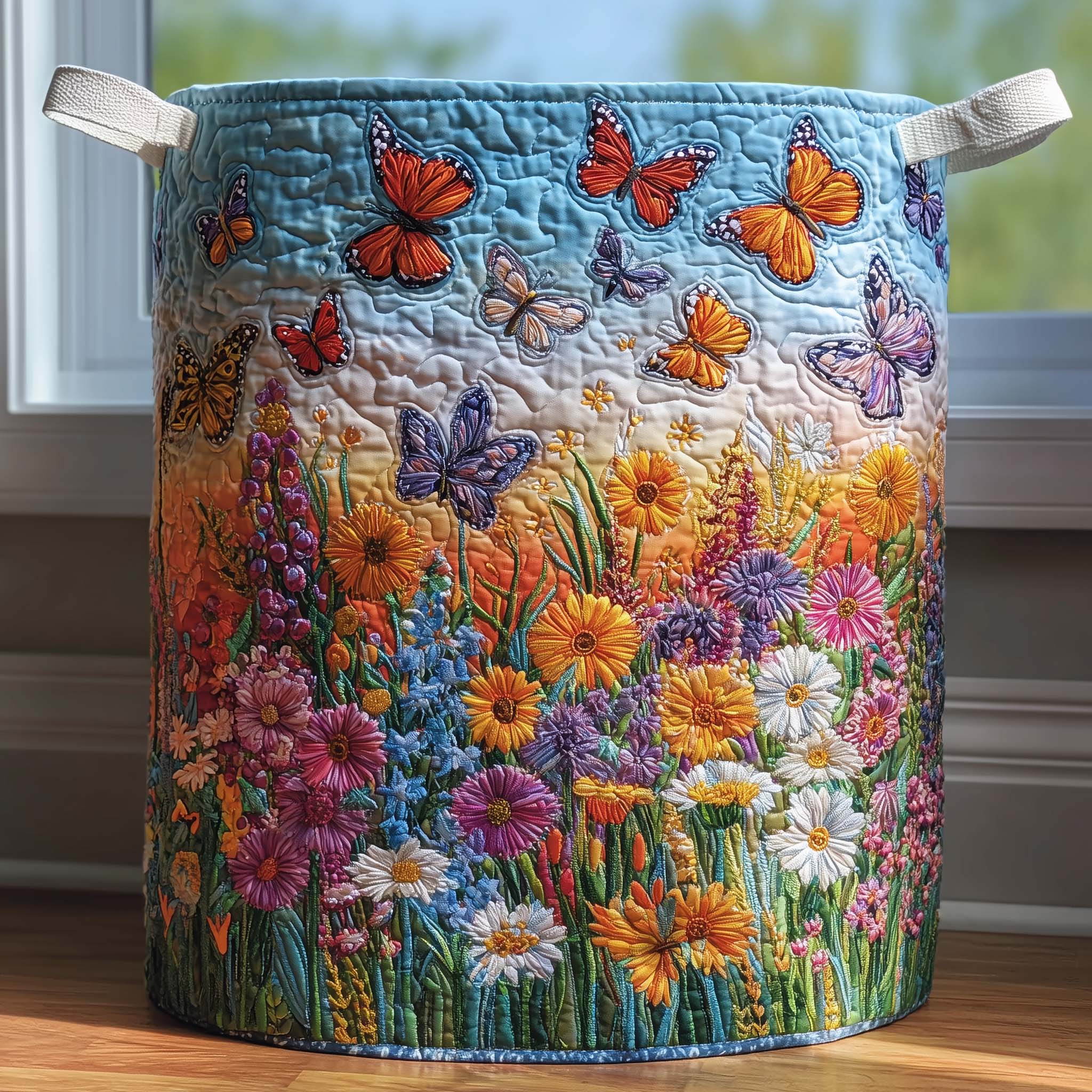 Butterfly Field Quilted Laundry Basket GFTOQM1767