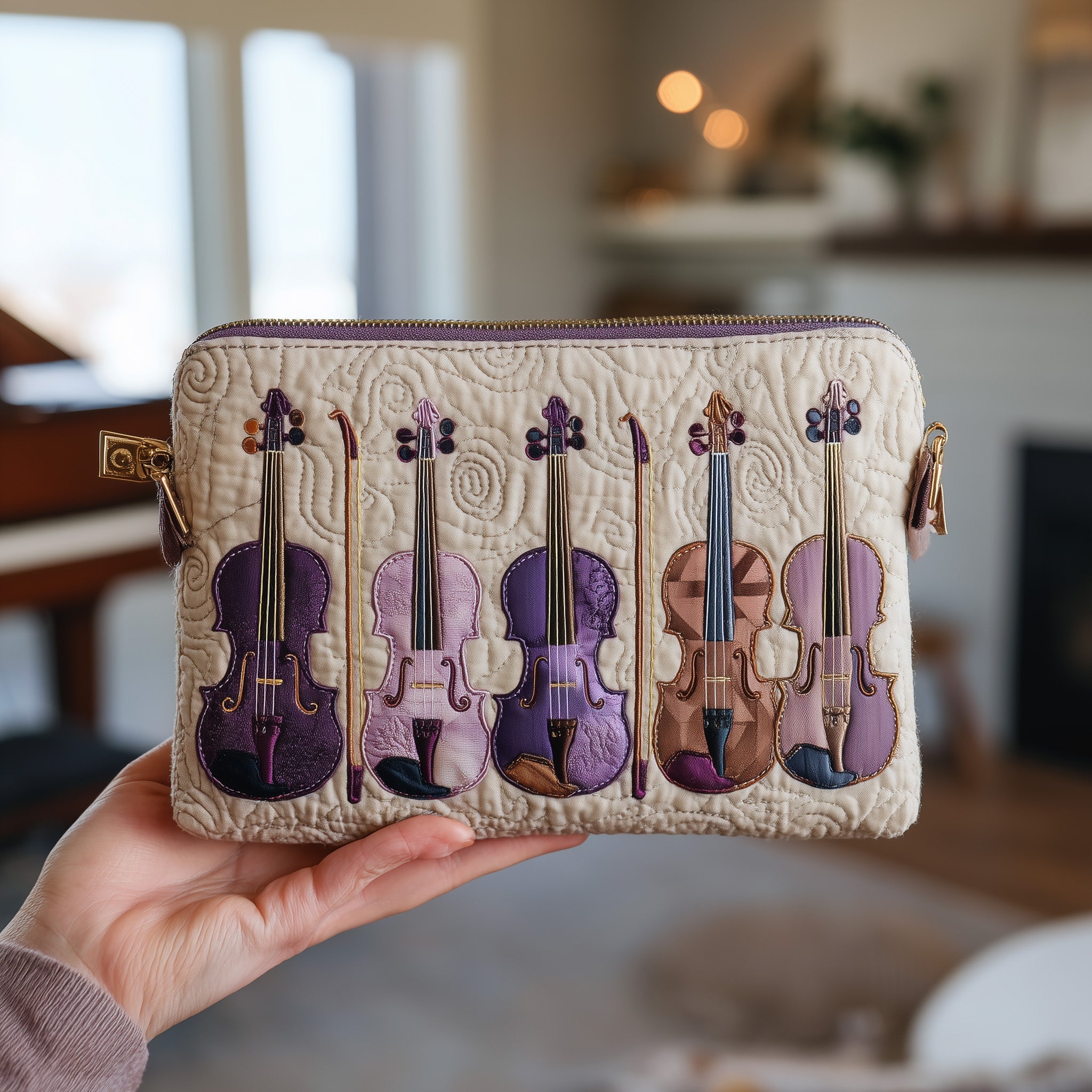 Elegant Violin Quilted Purse GFTOTL4081