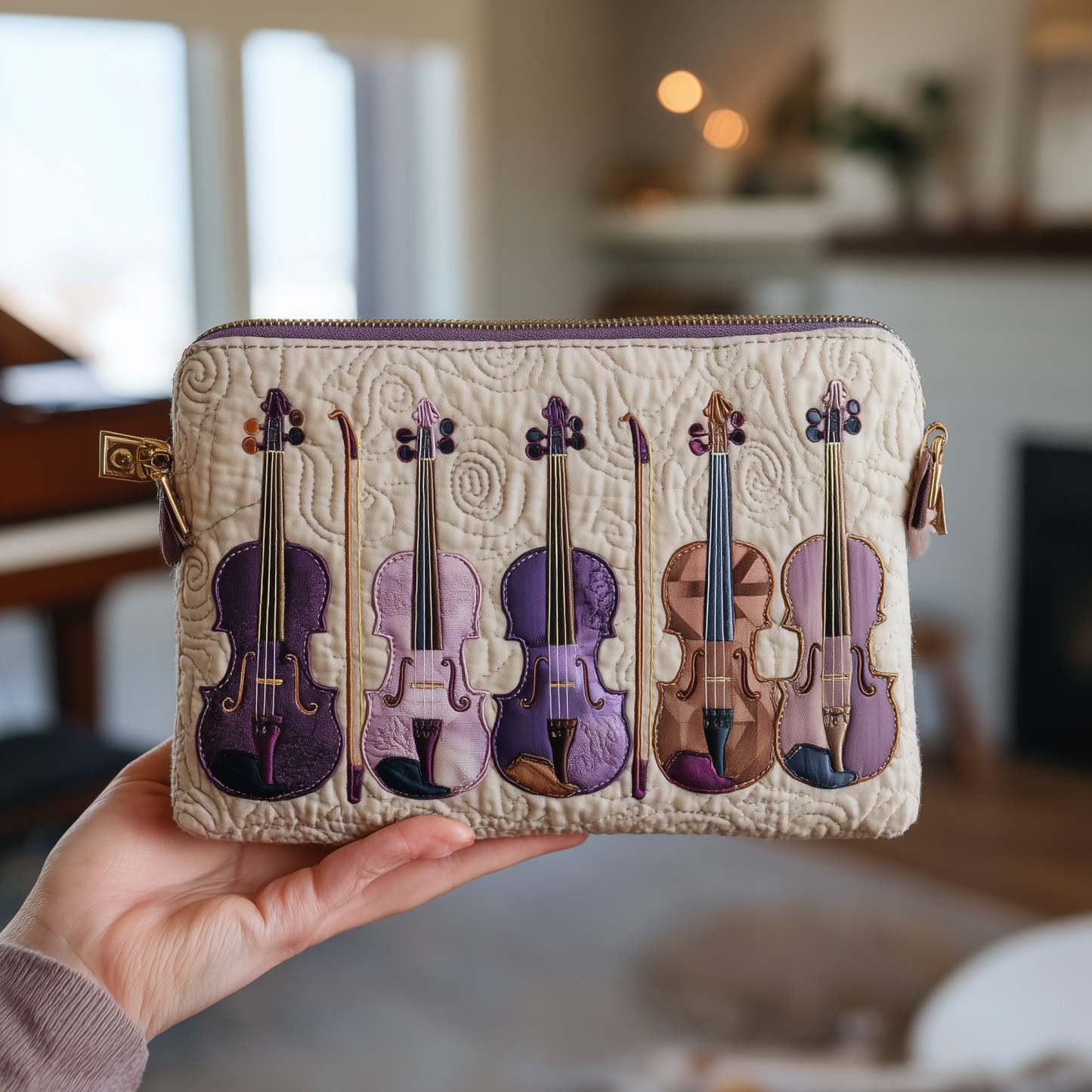 Elegant Violin Quilted Purse GFTOTL4081
