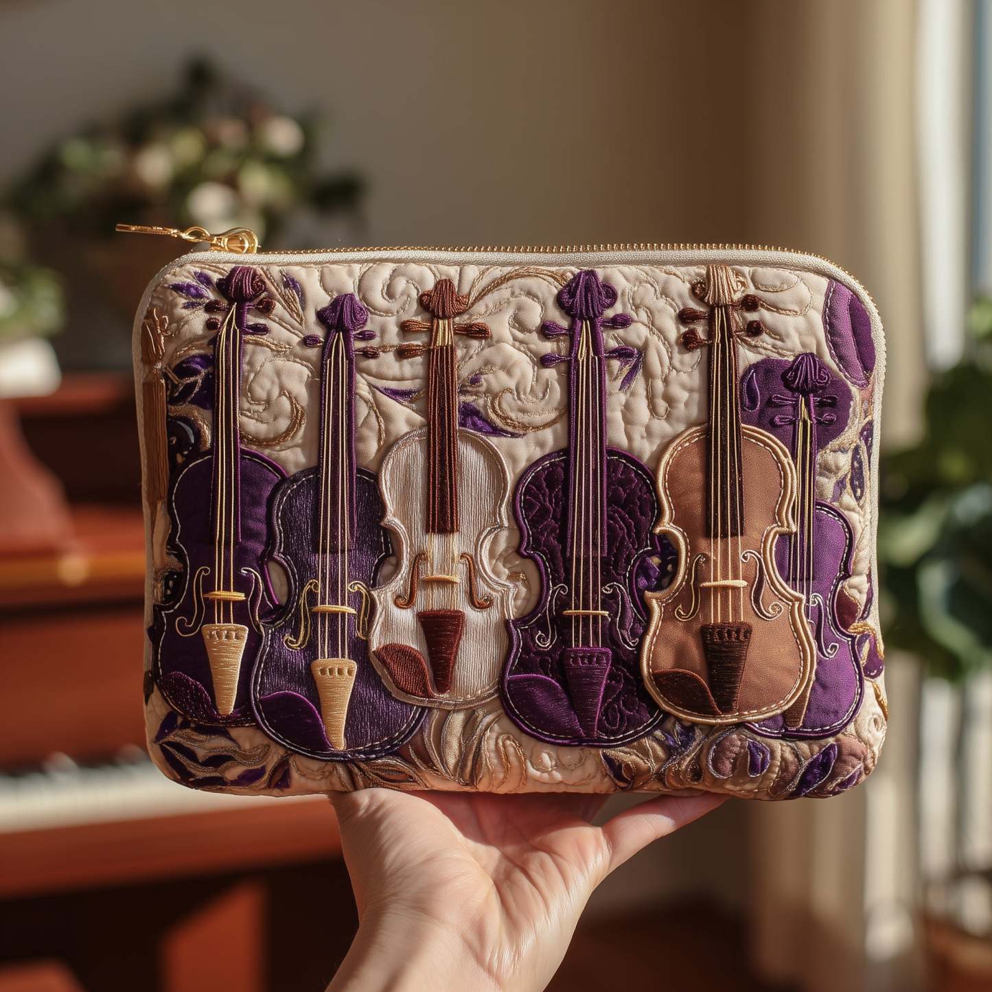 Elegant Violin Quilted Purse GFTOTL4082