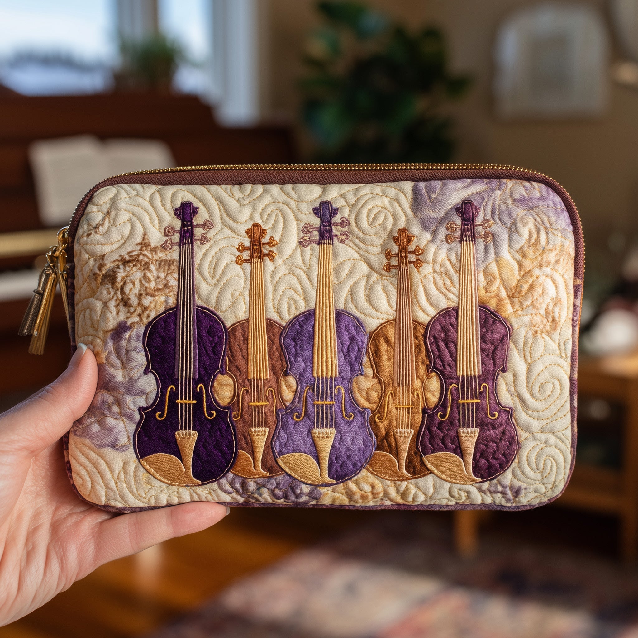 Elegant Violin Quilted Purse GFTOTL4083