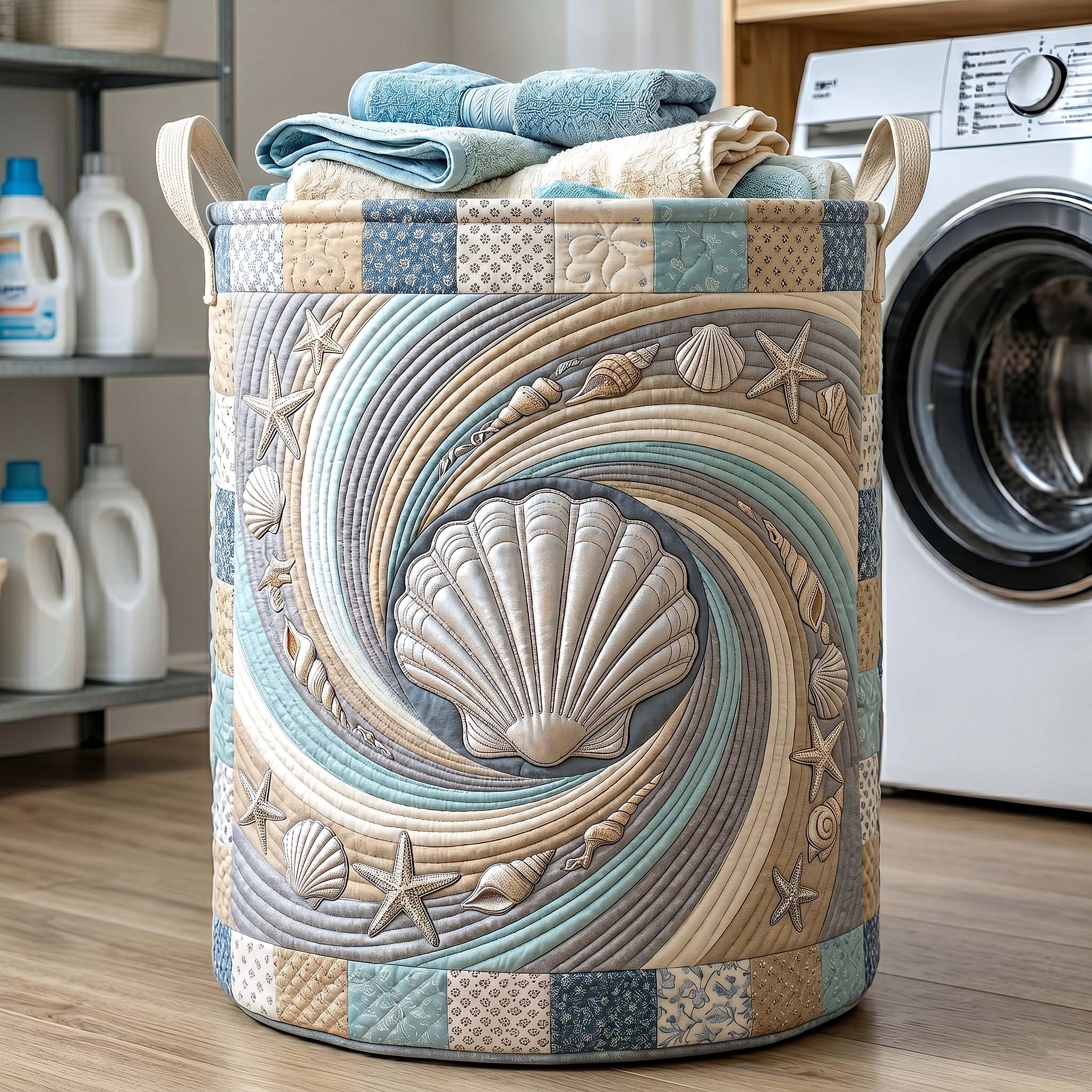 Coastal Whisper Quilted Laundry Basket GFTOTP18721 C3