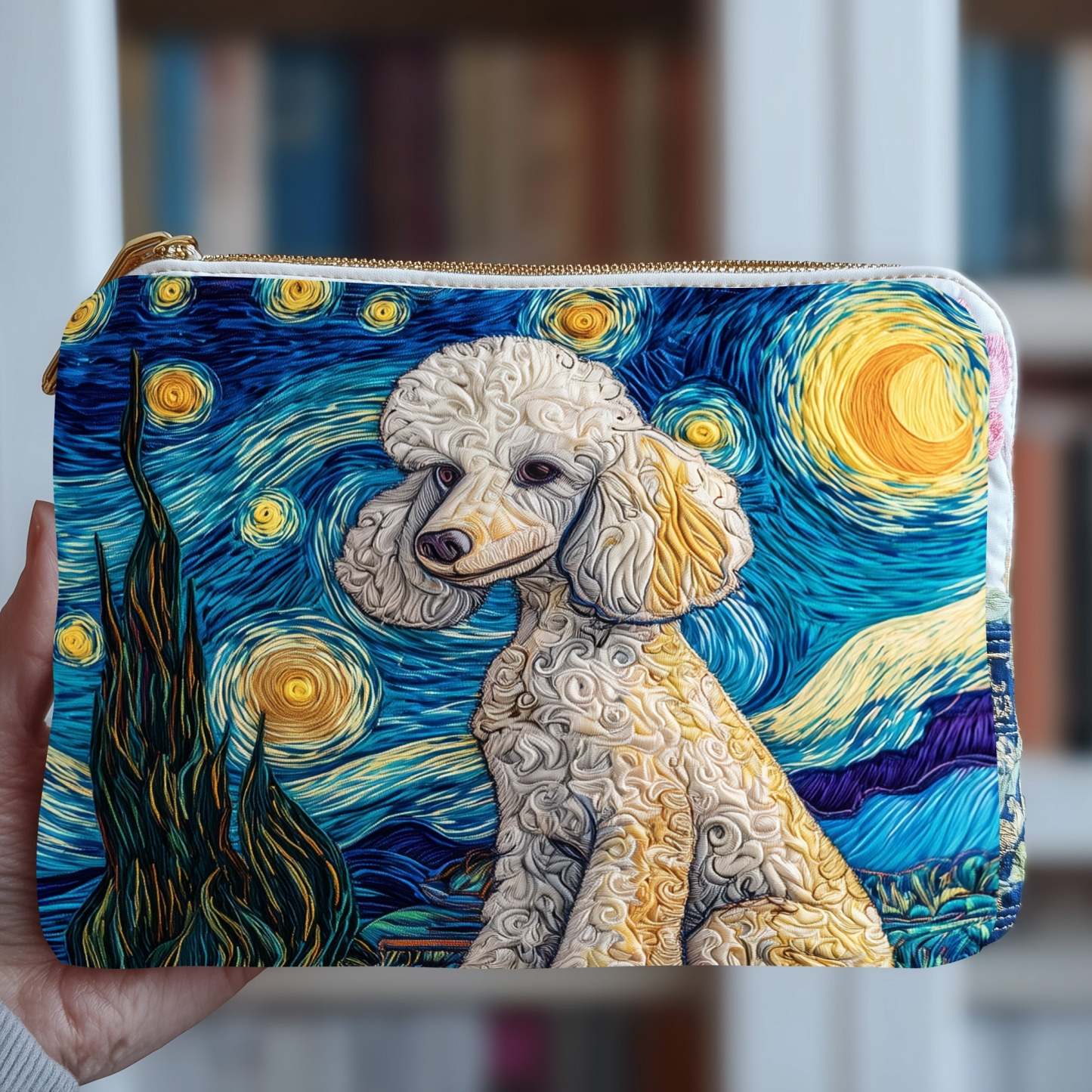 Poodle Under Starry Night Quilted Purse GFTOXM197