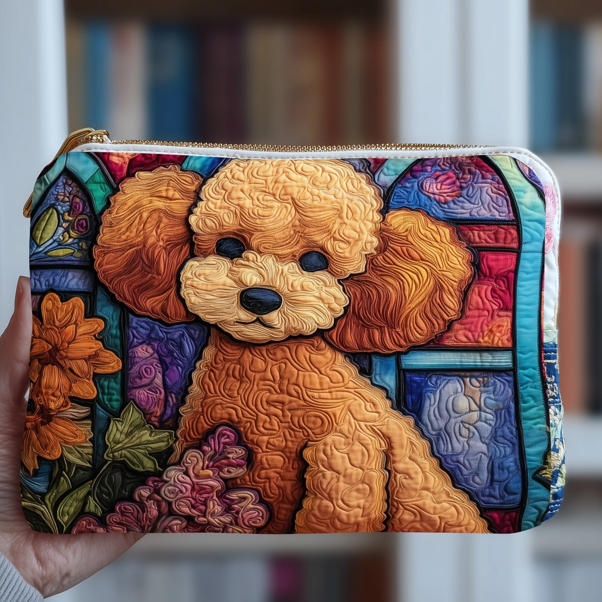 Stained Glass Poodle Quilted Purse GFTOXM294
