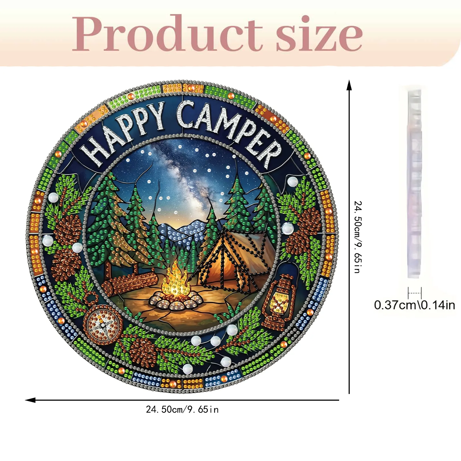 DIY Happy Camper Diamond Painting Pendant(Single-Sided)