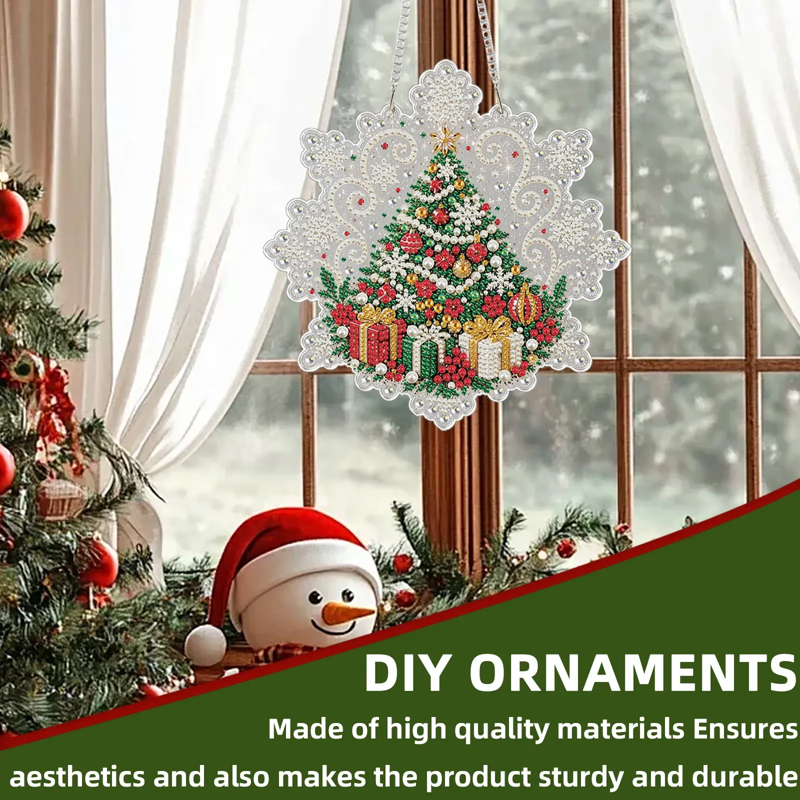 Christmas Gifts DIY Diamond Painting Pendant Christmas Snowflake Acrylic 25x25cm