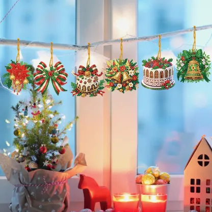 6Pcs DIY Christmas Diamond Painting Pendant (Single-Sided)