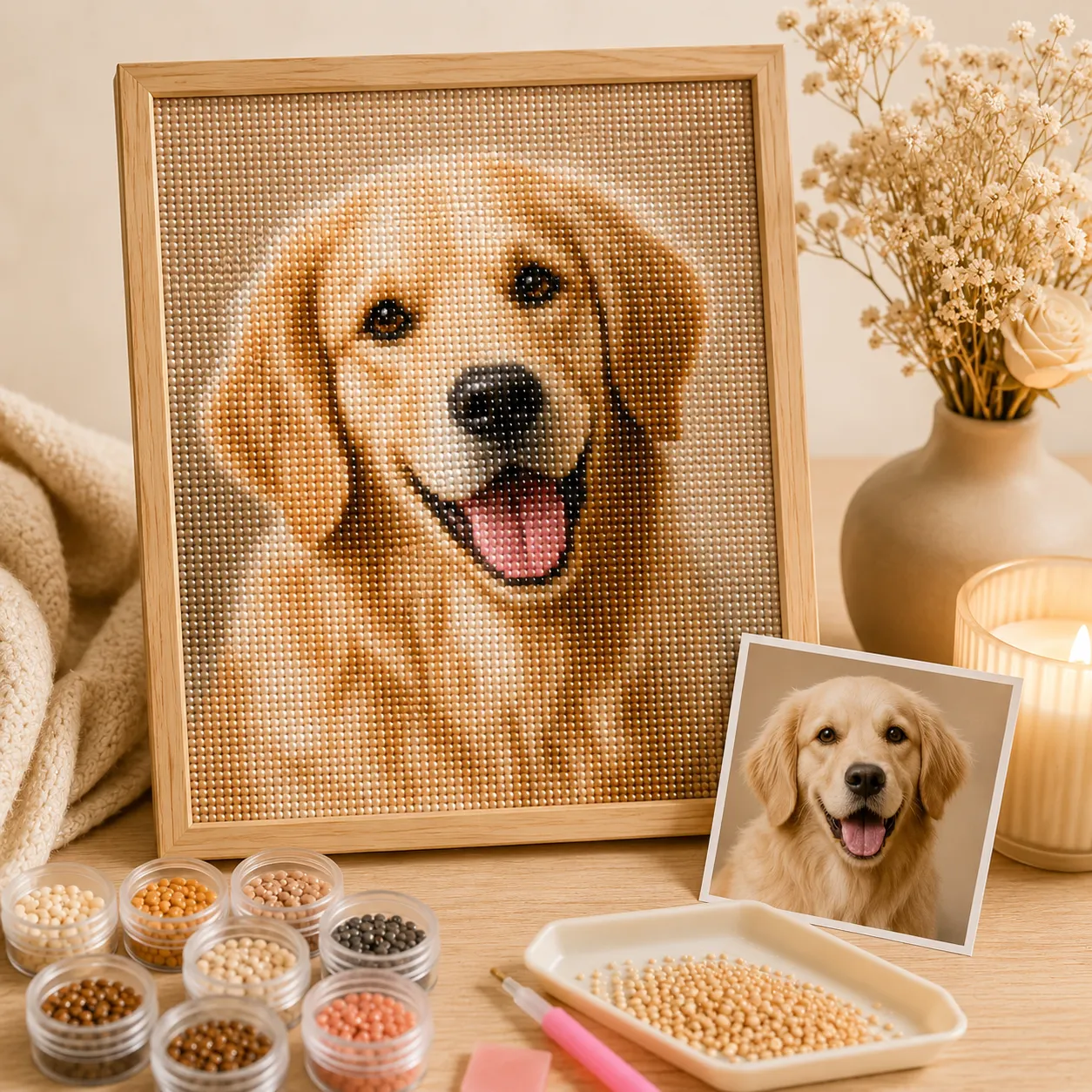 Custom Pet Diamond Painting Kit – Personalized 5D Art from Your Photo
