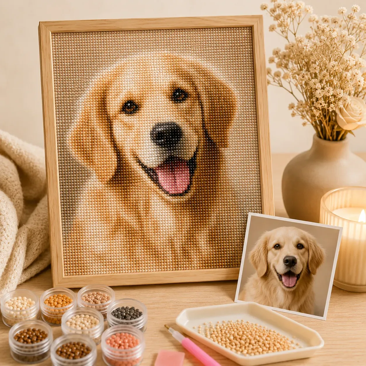 Custom Pet Diamond Painting Kit – Personalized 5D Art from Your Photo