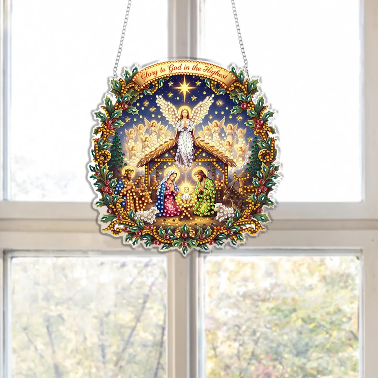 DIY Nativity Scene Diamond Painting Pendant(Single-Sided)