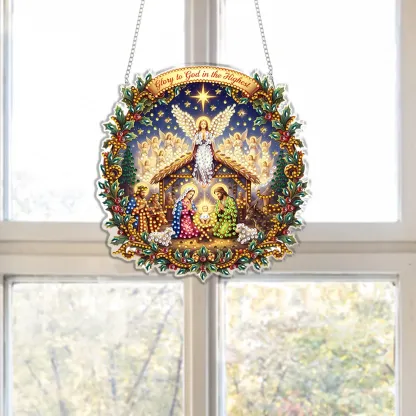 DIY Nativity Scene Diamond Painting Pendant(Single-Sided)