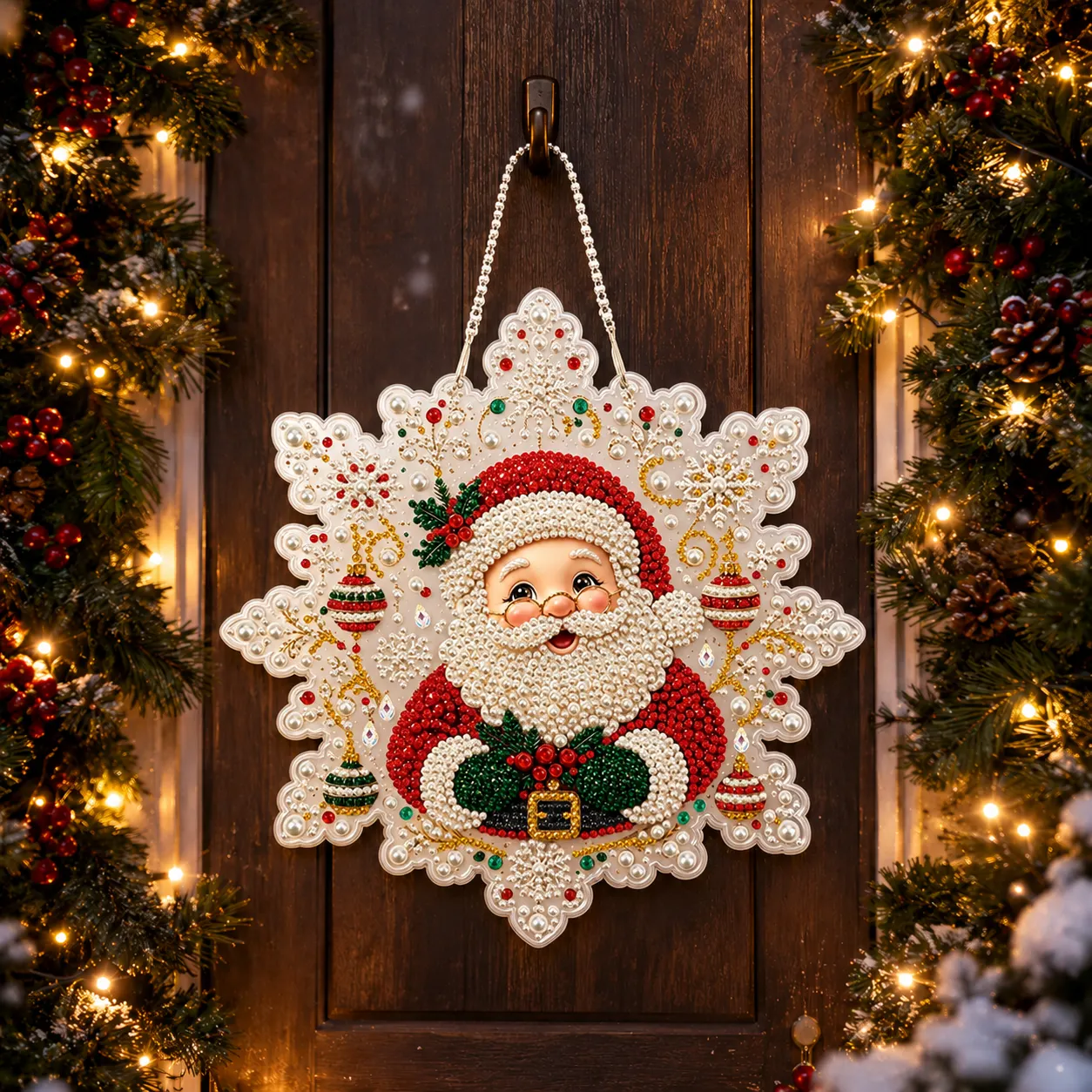 Cute Santa Claus DIY Diamond Painting Pendant Christmas Snowflake Acrylic 25x25cm