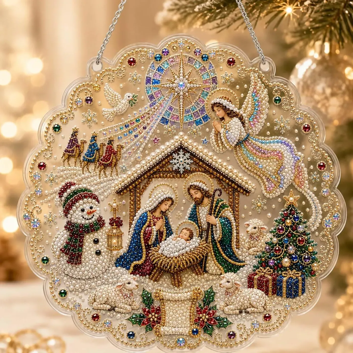 DIY Family Pearl Art Diamond Painting Pendant