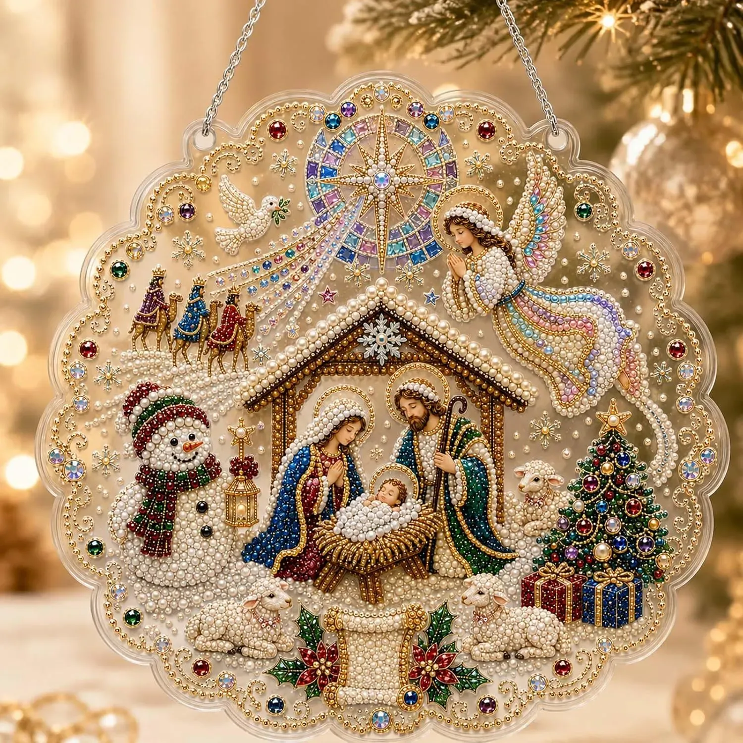 DIY Family Pearl Art Diamond Painting Pendant