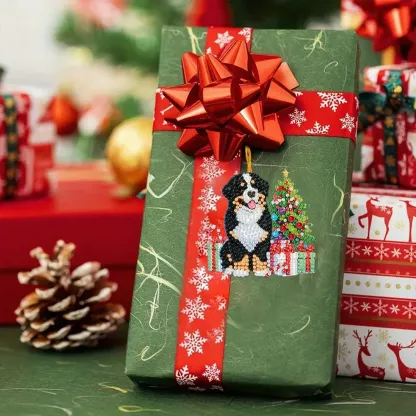15Pcs DIY Christmas Atmosphere Dog Diamond Painting Pendant (Double-Sided)