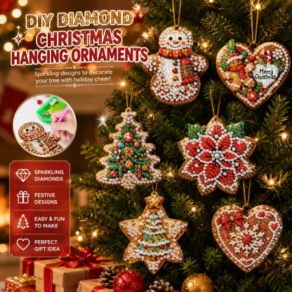 6Pcs DIY Merry Christmas Diamond Painting Pendant (Single-Sided)