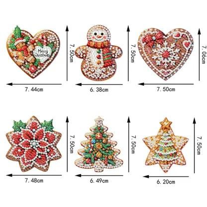 6Pcs DIY Merry Christmas Diamond Painting Pendant (Single-Sided)