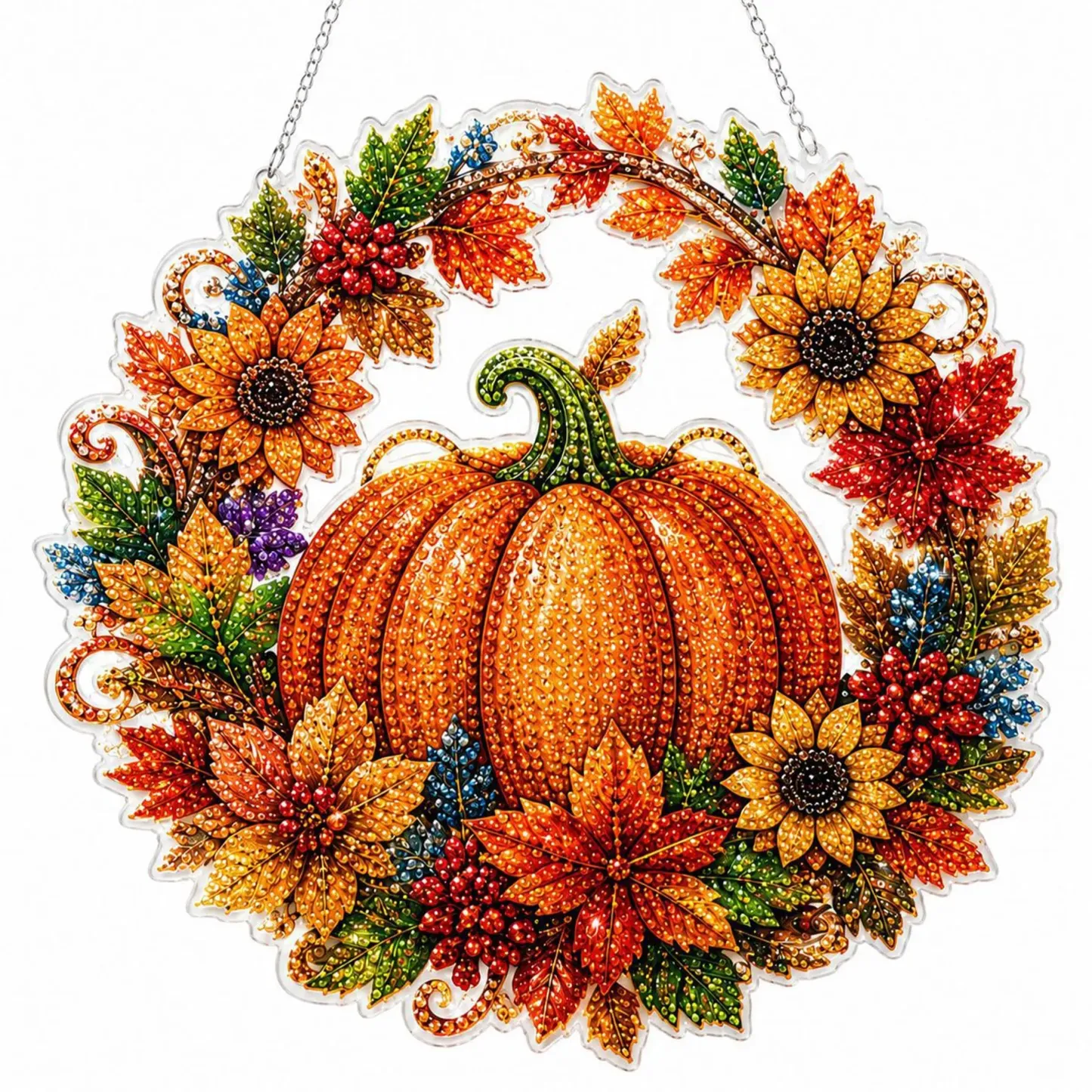 DIY Autumn Sunflower Big Pumpkin Diamond Painting Pendant