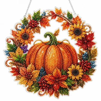 DIY Autumn Sunflower Big Pumpkin Diamond Painting Pendant